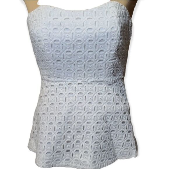 J.Crew JCrew White Eyelet Strapless Summer Top Size 00 - Picture 3 of 7